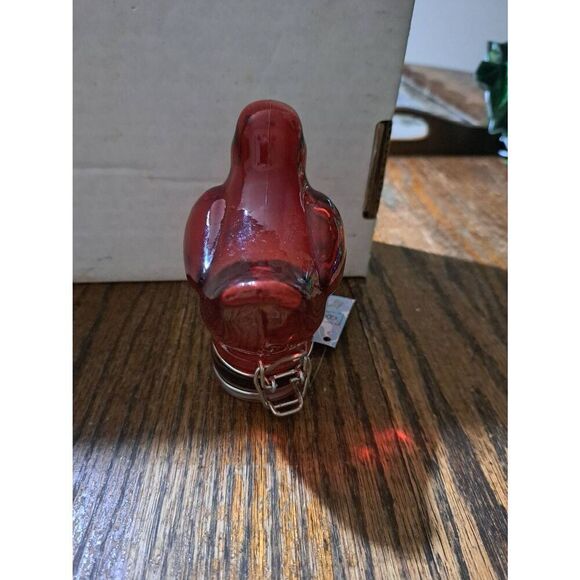New Contained Art Red Bird Air Tight Container 420 Herb Art Glass Stash Box - Picture 4 of 5